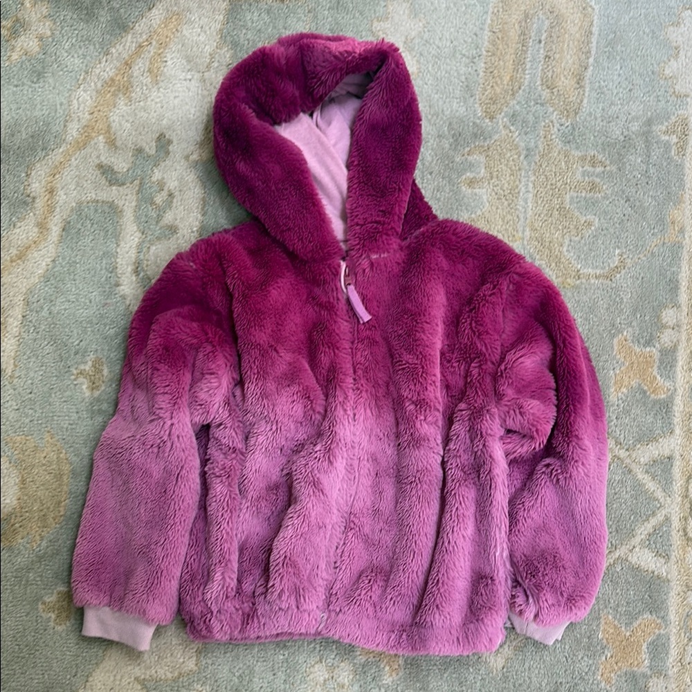 Plush Purple Ombre Faux Fur Hoodie